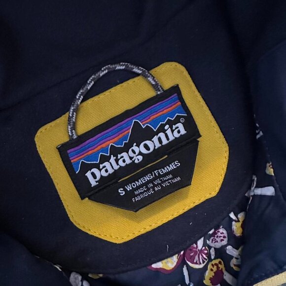 Patagonia Bivy Down Hooded Puffer Vest Jacket Women Small Yellow Blue Gorpcore - Picture 4 of 8